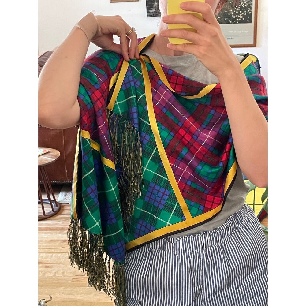 Versace Silk Scarf Large Rectangle Colorful Plaid
